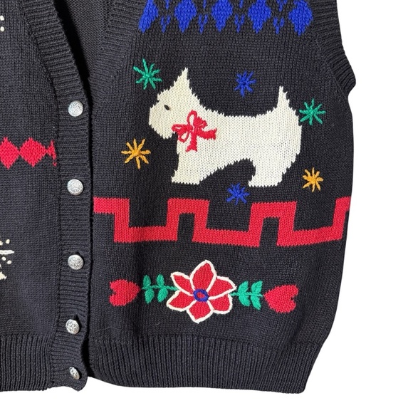 Alfred Dunner XL Sweater Vest Scotty Dog Funky Christmas Holiday Ugly Cute - Picture 3 of 7